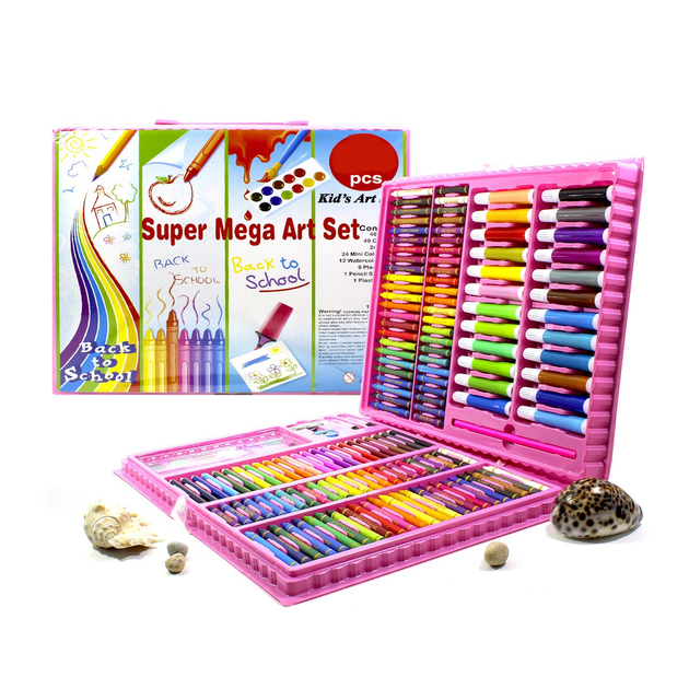 Набор для рисования Lesko Super Mega Art Set 208 предметов розовый ...
