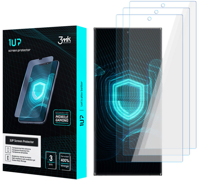 Zestaw folii ochronnych 3MK 1UP screen protector do Samsung Galaxy S22 Ultra (SM-S908) 3 szt (5903108454933) - obraz 1