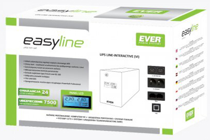 ДБЖ Ever EASYLINE Line-Interactive 1200VA 600W LCD AVR Bl (T/EASYTO-001K20/00) - зображення 3