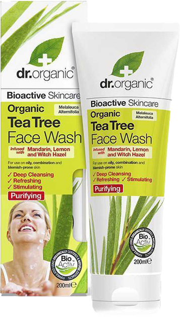 Żel do mycia twarzy Dr Organic Tea Tree Face Wash 200 ml (5060176672710) - obraz 1