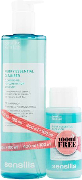 Żel do mycia twarzy Sensilis Purify Essential Cleansing Gel 400 ml+100 ml Set 2 Pieces (8428749961406) - obraz 1