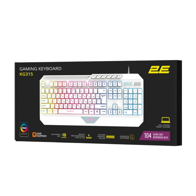 Клавіатура 2E Gaming KG315 RGB USB UA White (2E-KG315UWT) - Фото 8 Клавіатура 2E Gaming KG315 RGB USB UA White (2E-KG315UWT) - зображення 8