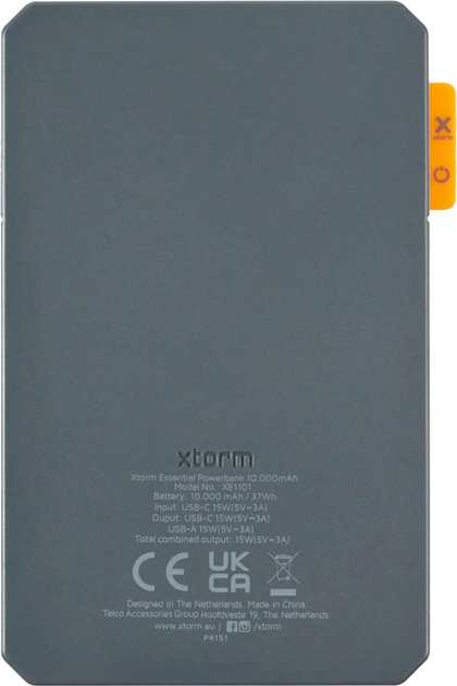 УМБ Xtorm XE1101 Essential 10000 mAh 15W Grey (8718182277036) - зображення 2
