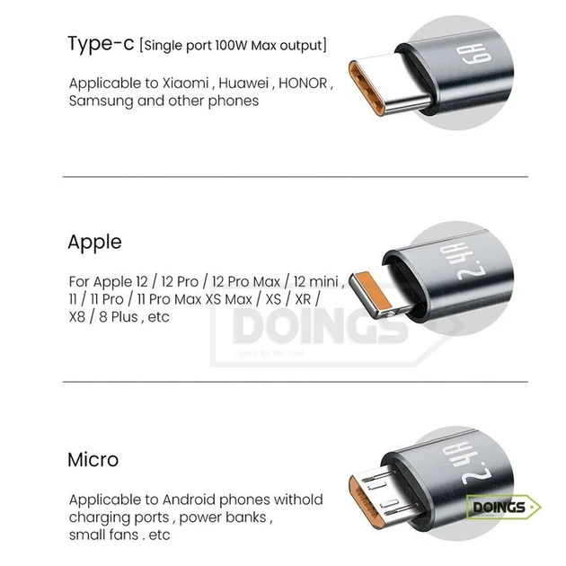 Дата кабель рулетка (3 в 1) USB – Type C, Micro USB, Lightning, CARPRIE J26 – 120 см / 100W / 6A / Fast Charger / с чипом заряда - Фото 6 Дата кабель рулетка (3 в 1) USB – Type C, Micro USB, Lightning, CARPRIE J26 – 120 см / 100W / 6A / Fast Charger / с чипом заряда - изображение 6