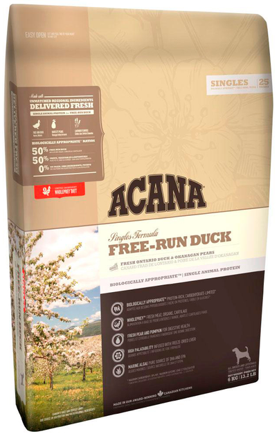 Сухий корм ACANA Singles Free-Run Duck для собак усіх порід 11.4 кг (0064992571122) - зображення 1