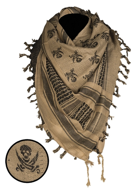 Арафатка шарф-шемаг тактична 110х110см Череп Mil-Tec Універсальний Койот (12609105) M-T - зображення 1