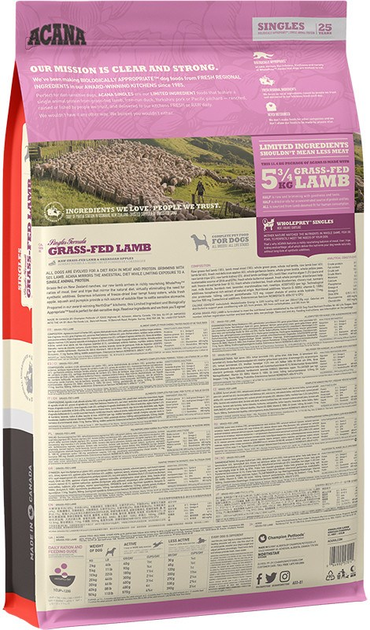 Sucha karma ACANA Grass-Fed Lamb dla psów wszystkich ras 11.4 kg (0064992570125) - obraz 2