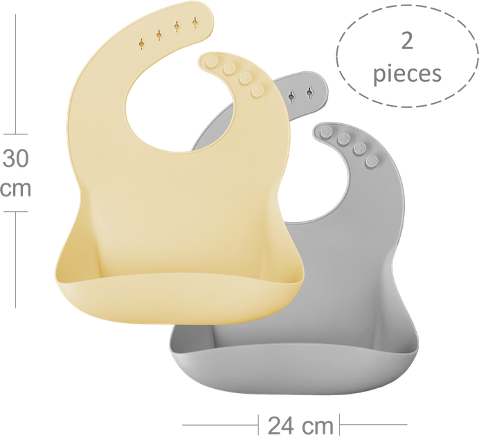 Нагрудник силиконовый 100% MinikOiOi Basics Mellow Yellow/Powder Grey 2 шт (101020065) - Фото 2 Нагрудник силиконовый 100% MinikOiOi Basics Mellow Yellow/Powder Grey 2 шт (101020065) - изображение 2