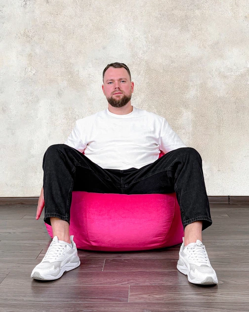 Кресло мешок груша Овал Coolki Велюр антикоготь XL 105x85 Розовый - изображение 3