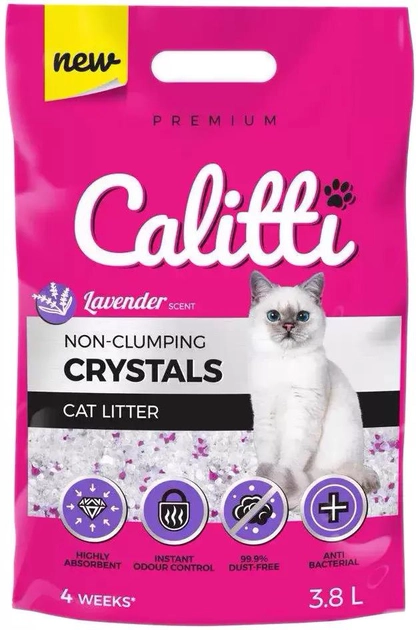 Zwirek silikonowy dla kota Calitti Crystals Lavender 3.8l (5907222223352) - obraz 1