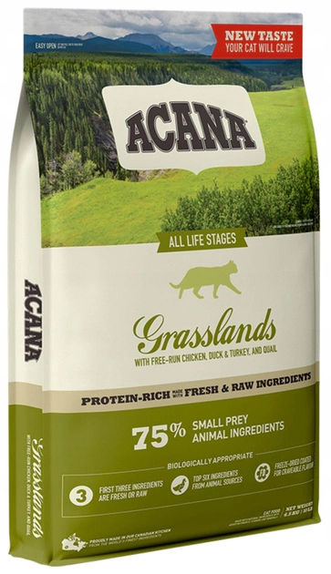 Sucha karma ACANA Grasslands Cat dla kotów wszystkich ras 4.5 kg (0064992714727) - obraz 1