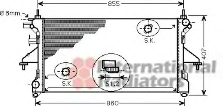 Радіатор охолодження двигуна BOXER/JUMP/DUCA4 D-AC 06 Van Wezel Van Wezel (40002308) - зображення 2