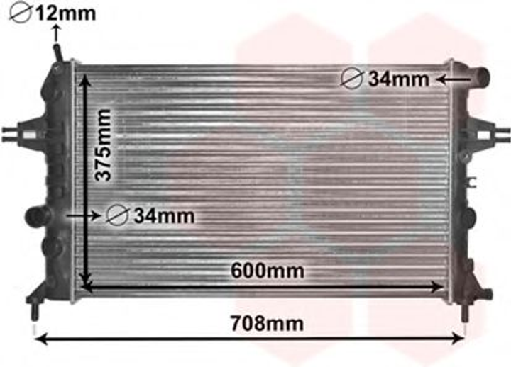 Радіатор охолодження ASTRAG/ZAFIRA 14/16MT +AC вир-во Van Wezel Van Wezel (37002296) - зображення 1