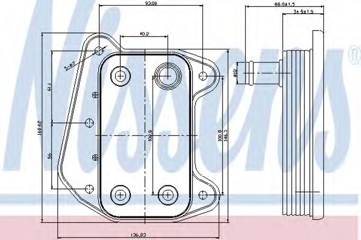 Радіатор масляний MERCEDES SPRINTER W901-905 95- вир-во Nissens Nissens (90622) - зображення 1