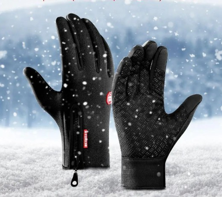 Військові флісові рукавиці , сенсорні водовідштовхуючі рукавиці М Black - зображення 1