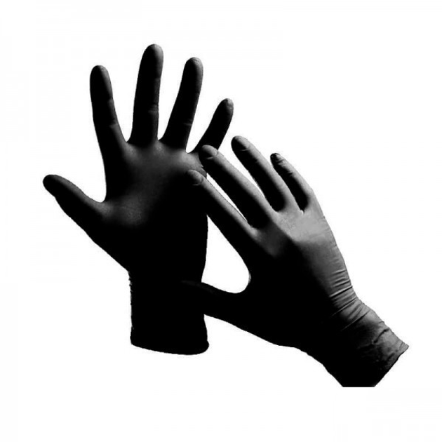 Перчатки нитриловые Vietglove упаковка 50 пар размер M без пудры плотность 3.5 г черный (4334730) - изображение 1
