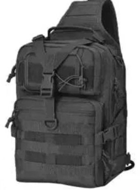 Рюкзак на одно плечо с системою Molle 20 л чорний - зображення 1