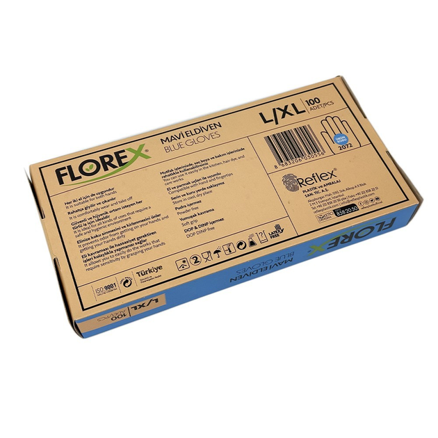 Одноразові рукавички FLOREX, синій L/XL, 100 шт Reflex - зображення 3