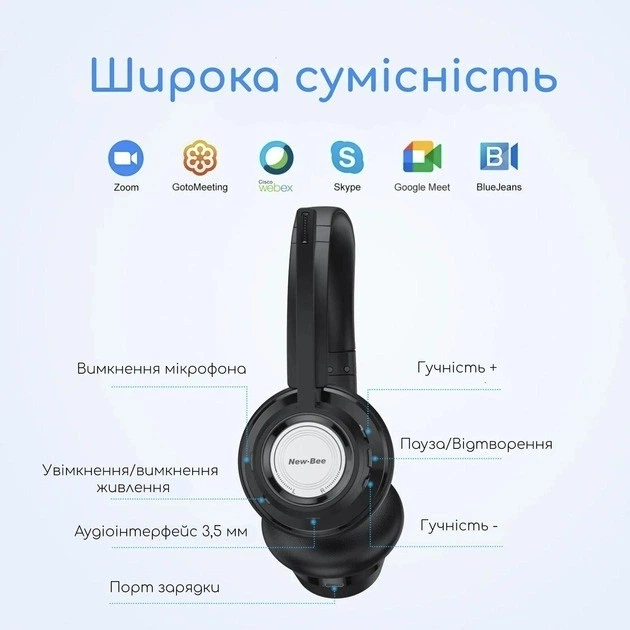 Беспроводная Bluetooth гарнитура New Bee BH58 с кнопками управления и шумоподавлением - изображение 7