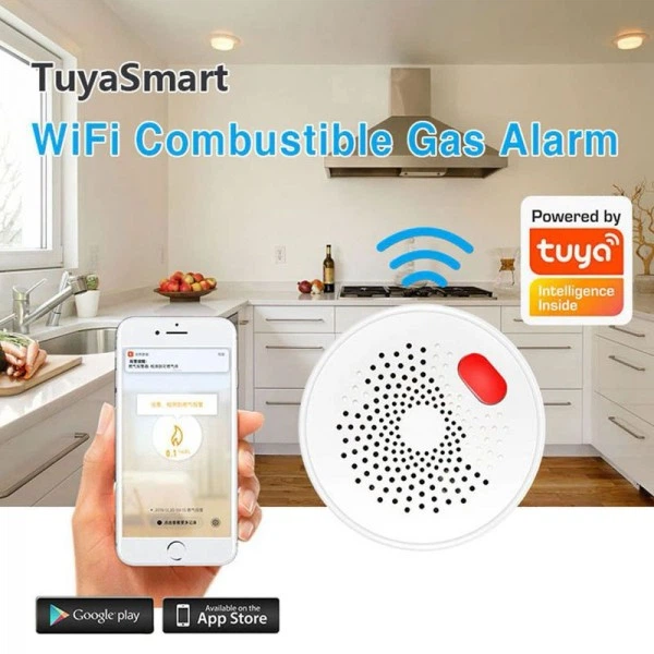 Умный датчик утечки газа и пожарной безопасности белый с сиреной WiFi Tuya - 901865 - изображение 7