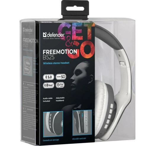 Навушники Defender FreeMotion B525, Gray/White (63527) - Фото 5 Навушники Defender FreeMotion B525, Gray/White (63527) - изображение 5