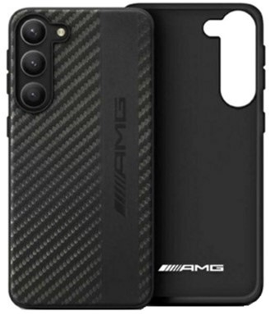 Etui plecki Mercedes AMG Carbon Stripe Embossed do Samsung Galaxy S23 Ultra Black (3666339113117) - obraz 1