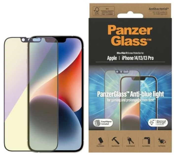 Захисне скло Panzer Glass Ultra-Wide Fit для Apple iPhone 14 / 13 Pro / 13 антибактеріальне (5711724027918) - зображення 1