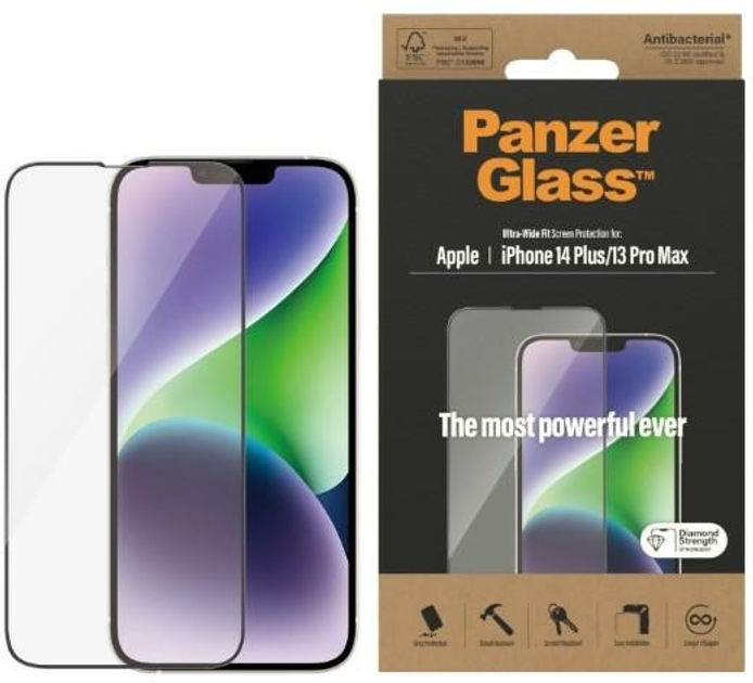 Szkło ochronne Panzer Glass Ultra-Wide Fit do Apple iPhone 14 Plus / 13 Pro Max antybakteryjne (5711724027734) - obraz 1