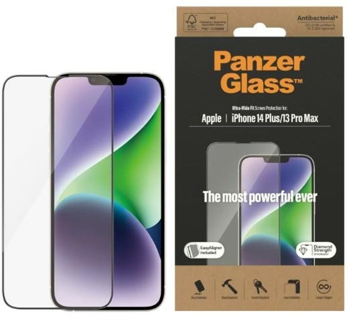 Захисне скло Panzer Glass Ultra-Wide Fit для Apple iPhone 14 Plus / 13 Pro Max антибактеріальне (5711724027857) - зображення 1