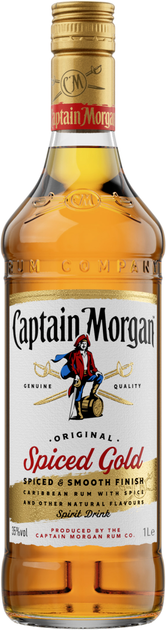 Алкогольный напиток на основе Карибского рома Captain Morgan Spiced Gold 1 л 35% (5000299223055) - изображение 1