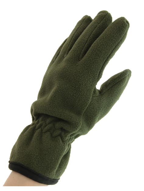 Тактические перчатки флисовые двухслойные Олива L - изображение 1