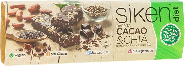 Дієтичний замінник Siken Diet Vegan Cocoa Chia Bar 1 шт (8424657108834) - зображення 1