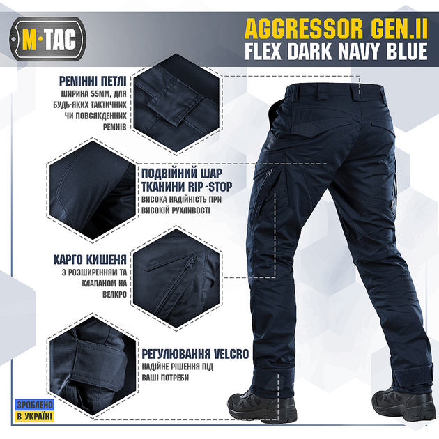 M-Tac брюки Aggressor Gen II Flex Dark Navy Blue 44/32 - изображение 2