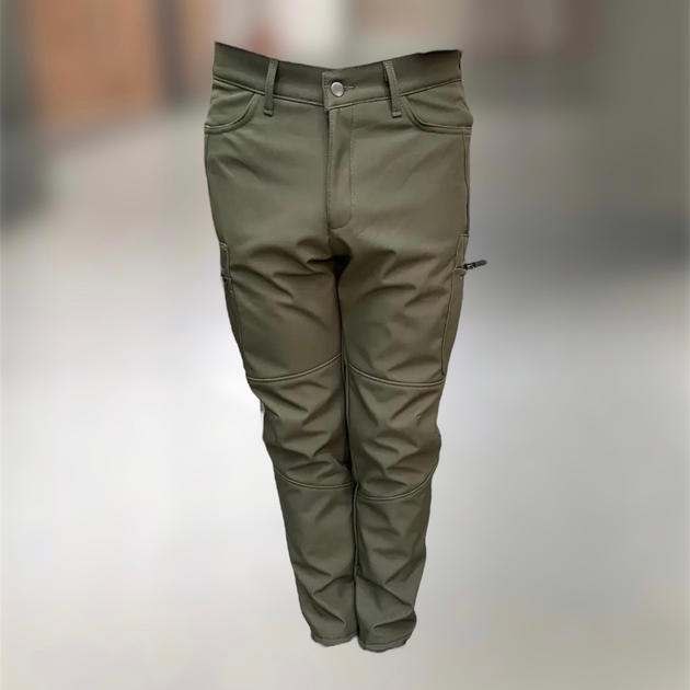 Штани зимові тактичні софтшелл флісові, розмір M, Олива, утеплені штани для військових - зображення 1