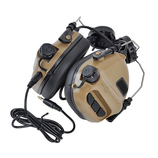 Тактичні активні навушники Earmor М31Н з кріпленням та гарнітурою під шолом Койот (Kali) - зображення 2
