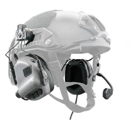 Тактичні активні навушники Earmor М32Н із кріпленням та гарнітурою під шолом Сірий (Kali) - зображення 1