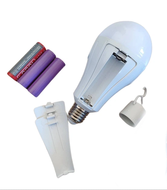 Светодиодная аккумуляторная аварийная лампа LED лампочка и фонарик светильник UKC D8442 Е27 20W на акумуляторе с резервным питанием White/Белая - изображение 5