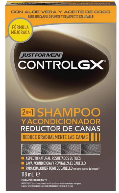 Szampon zapobiegający siwieniu włosów Just for Men Control Gx Grey Hair Reducing Shampoo & Conditioner 118 ml (8413853487003) - obraz 1