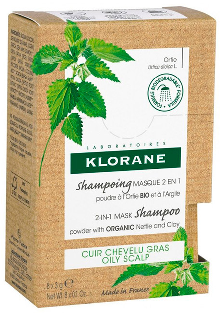 Набір Klorane Organic Nettle & Clay Powder Shampoo Mask 8 x 3 г (3282770142044) - зображення 1