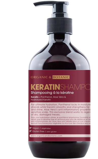 Шампунь для росту волосся Organic & botanic Keratin Shampoo 500 мл (5060881924098) - зображення 1