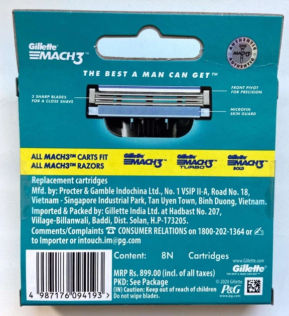 Сменные картриджи для бритья Gillette Mach 3 (8 шт) сменные кассеты джилет - изображение 2