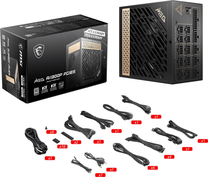 Блок живлення MSI MEG Ai1300P PCIE5 1300W (306-7ZP4A11-CE0) - зображення 5