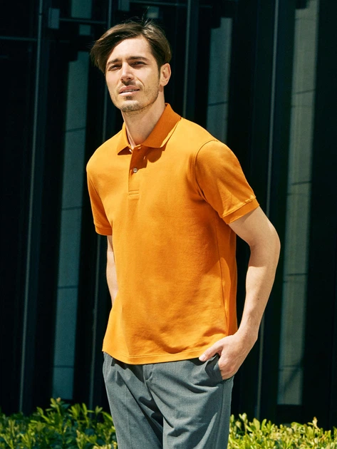 Поло длинное мужское Uniqlo 71772163 XS Оранжевое (1159786475) - изображение 4