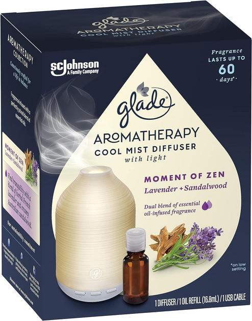 Dyfuzor zapachowy Glade Aromatherapy Cool Mist Diffuser + Refill Moment of Zen 17.4 ml (5000204220049) - obraz 2