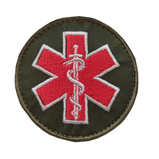 Шеврон, нарукавна емблема Військова медицина на липучці Розмір діаметра 75 мм - зображення 1