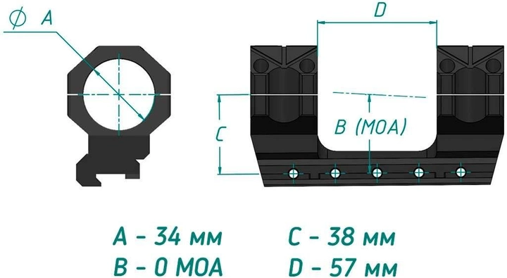 Моноблок BGN Armo M (34 мм) High на Picatinny - изображение 2