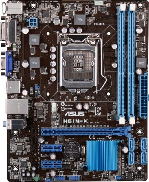 Материнская плата ASUS H61M-K (Intel H61, PCI-Ex16) mATX s1155 БУ ...