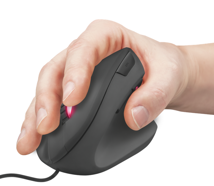 Мышь Trust GXT 144 Rexx Ergonomic Vertical Gaming, Black, USB, оптическая, 250 - 10000 dpi, 6 программируемых кнопок, настраиваемая цветная подсветка RGB, 1.8 м (22991) - изображение 3