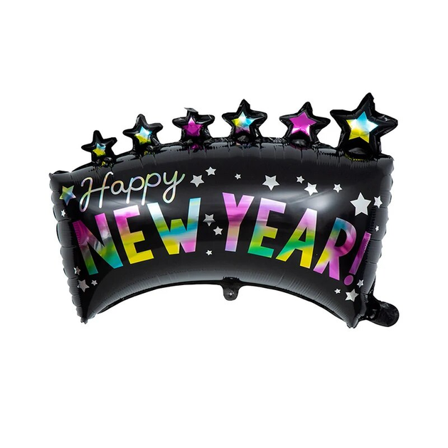 Новогодний Шар Happy New Year Со Звездочками 69x48см ( 27") | Рождество - изображение 2