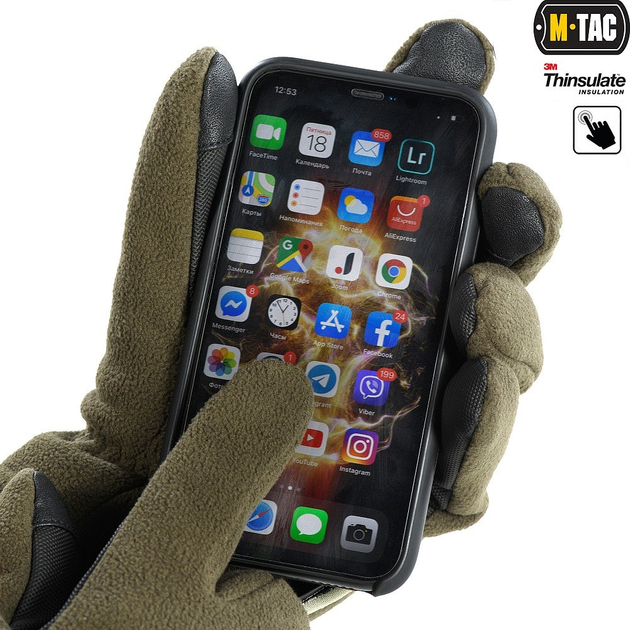 Флісові тактичні рукавички з утеплювачем M-Tac Fleece Thinsulate Olive Розмір XL (25-28 см) (Touch Screen сенсорні) - зображення 2